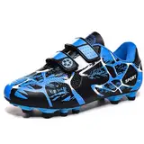BAODLE Kinder Fußballschuhe Jungen FG/AG Outdoor Fussballschuhe Mädchen TF Football Professionelle Trainingsschuhe Atmungsaktiv Blau Schwarz Größe 31