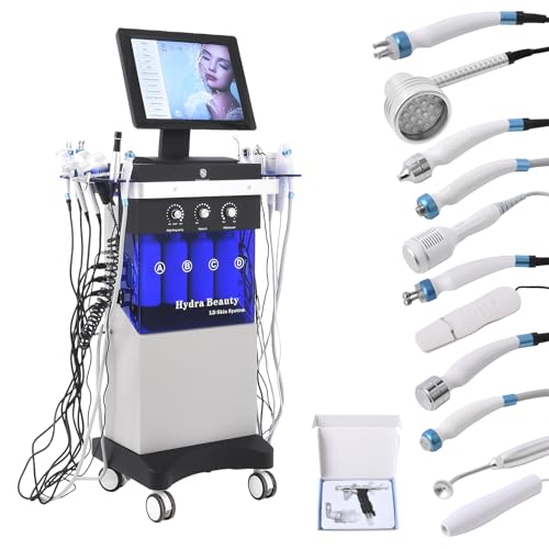 14 in 1 Hydrafacial Gerät Professionell, Wasser Wasserstoff Sauerstoff Schönheit Maschine, Tiefenreinigung Aqua Facial Gerät, Hydrafacial-Gesichtspflegemaschine für Schönheit Spa Salon
