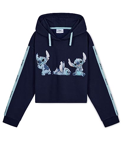 Disney Stitch Kapuzenpullover Mädchen Cropped Hoodie Kinder Teenager 7-14 Jahre - Hoodie Mädchen Geschenke (9-10 Jahre, Marineblau)