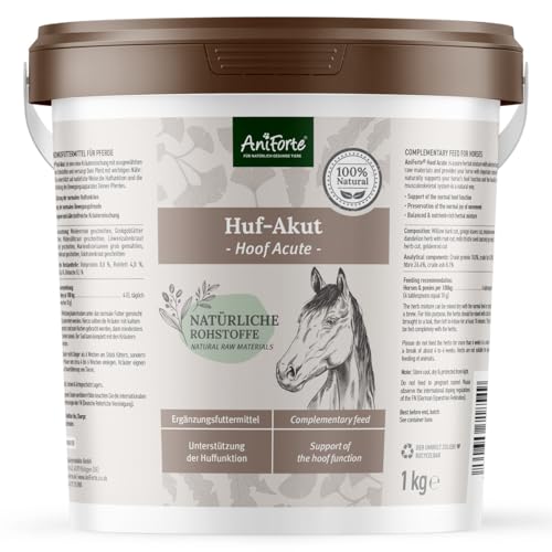 AniForte Huf-Akut Naturprodukt für Pferde 1kg - Kräutermischung zur Unterstützung vitaler Hufe & des Bewegungsapparates von Pferden, reich an Vitaminen & Vitalstoffen