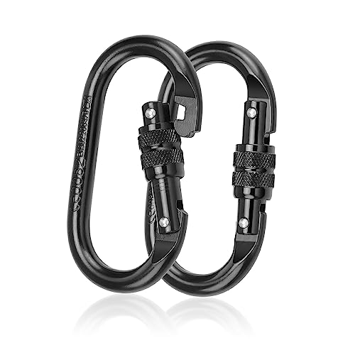 Karabiner Groß 25KN, PARFCO 2 Stück Karabiner Klettern, Tragende Legierung Karabinerhaken Klettern, Karabinerhaken Groß für Hängematte, Bergsteigen, Schaukel