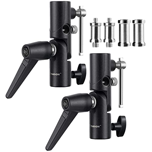 TARION Blitzneiger Schirmhalter inkl. 1/4" 3/8" & 3/8" 1/4" Spigot Gewindeadapter für Lampenstativ, Blitzgeräte und Reflexschirme Durchlichtschirme Fotostudio (2 Stück)