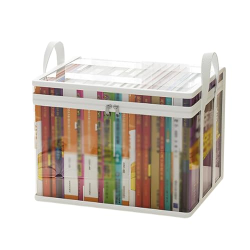 skyrabbiter Tragbare DVD Aufbewahrungstaschen, Transparente, Faltbare Aufbewahrungsboxen für Bücher, Zeitschriften und Spielzeug, ideal für Wohnheim, Zuhause und Klassenzimmer (25 * 32 * 24cm)