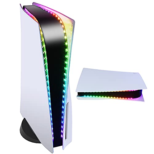 MENEEA RGB-Lichtstreifen für PS5 - PS5 Slim - PS5 Pro, USB LED-Lichtstreifen für PlaySation 5 & PS5 Slim Konsole mit IR-Fernbedienung, DIY Lampenstreifen Dekoration Zubehör Kit, einstellbare 7-Farben