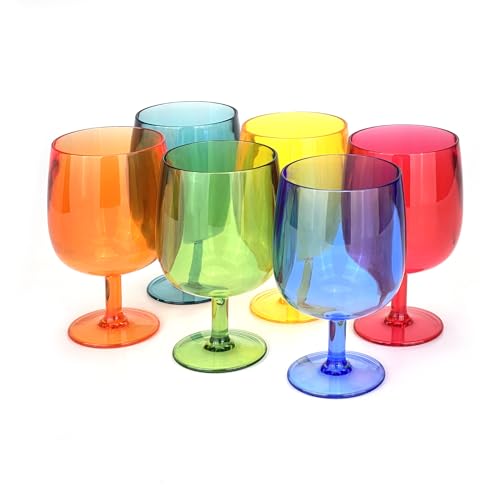 Yalin Wein- und Wasserbecher, unzerbrechlich, 340 ml, Acryl, stapelbar, mehrfarbig, 340 ml, 6 Stück