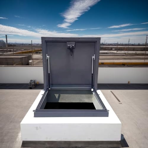 Galvanised Steel Roof Exit For Maintenance Roof, Verzinkte Pulverbeschichtete Dachluke Home Industries Dach-Sicherheitstür Dachluke Mit Schloss Und Gummidichtungsstreifen(70x70cm/27.6x27.6in)