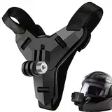 Motorrad Helmhalterung, Motorrad Helm Chin Rest, Motorradhelm-Gurt-Halterung am Kinn für GoPro Hero 2018/6 / 5/4 / 3, Session, SJCAM, AKASO, Campark, Polaroid, Osmo Action, YI Action-Cam (Black)