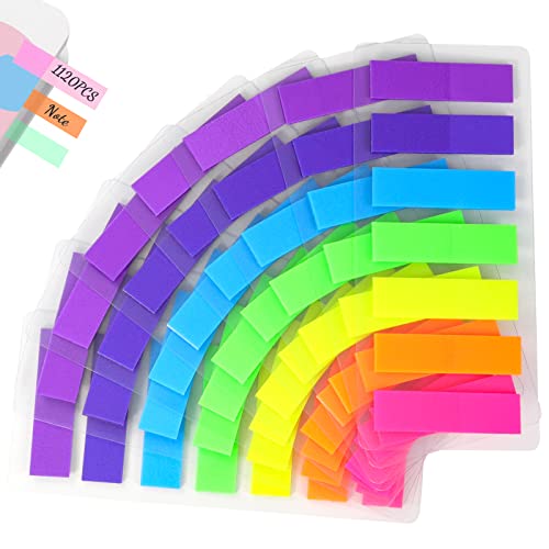 Qufiiry 1120 Stücke Haftnotizen Klebezettel set, Haftstreifen, Index Tabs, Book Tabs für Seiten Markierung, 7 Farben, 8 Set