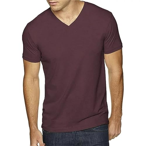 Hehiy Herren T-Shirt mit Rundhals-Ausschnitt | Herrenshirt Sommershirt T Shirt Herren 6XL üBergröSse Schwarz T-Shirt Herren Weiß V-Ausschnitt Stretch