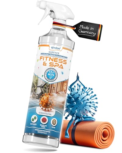 Qindoo Yogamatte Reiniger Desinfektionsspray für Faszienrolle, Yoga Block, Pilates Rolle, Turnmatten, Gymnastikball, Fitnessbänder, Yogamatten Reinigungsspray (1 Liter)