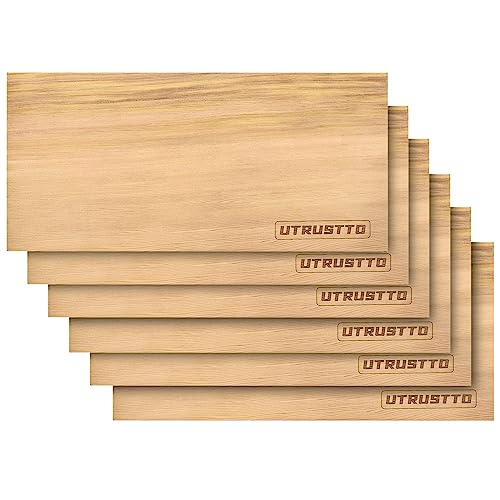 Zedernholzbrett zum Grillen 6er Set - UTRUSTTO Grillbretter, Räucherbretter aus Zedernholz hergestellt aus 100% natürlichem, für einen besonderen Grillgeschmack