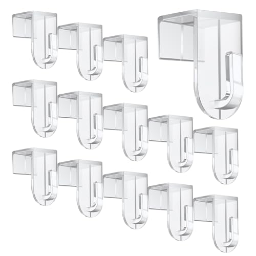 AMFUN Fensterhaken, 14 Stück Fenster Aufhänger, Transparente Türhaken Für Fenster bis maximal 17 mm Falzmaß geeignet, Fensterhaken zum Einhängen für Fensterdeko,35x17 mm