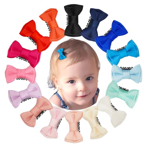 MiDoDo Baby 16 stück Haarspangen Tiny Bow Haarspangen für Neugeborene No Slip Kleinkind Mini Haarspangen Barretten Haarzubehör für Baby Feines Haar Mädchen