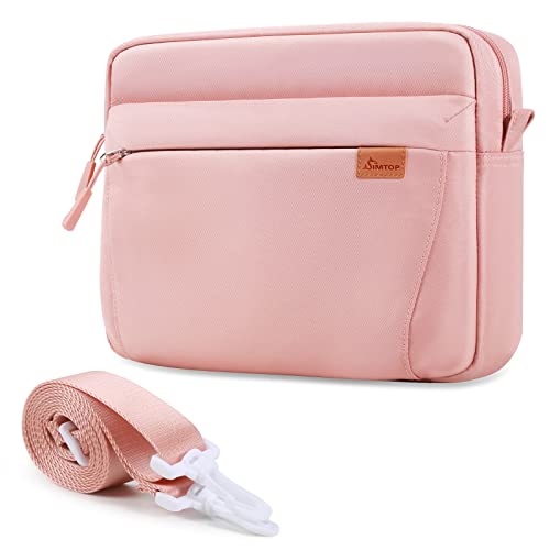 SIMTOP Damen Polyester Tablet Tasche Ipad Tablet umhängetasche 11 Zoll Wasserdicht Mehrere Fächer Tablette Schutzhülle,Kompatibel mit iPad Air 2023 zubehör für Tablets,Rosa