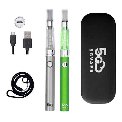 5GVAPE Elektronische Zigarette EGO EVOD CE4 USB Aufladung Wiederaufladbare Batterie Vape Stifte 2-Pakete Shisha Starter Kit,mit Lanyard,keine E-Flüssigkeit Kein Nikotin (Stahl Grün)