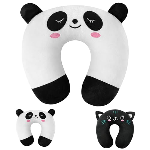 Alaoo Nackenkissen Kinder, Memory Foam Nackenstütze, Reisekissen U-förmiges Nackenstützkissen, Cartoon Tier Nackenhörnchen, Stützkissen für Auto Zug Büro Heim Flugzeug für Reisen (Panda)