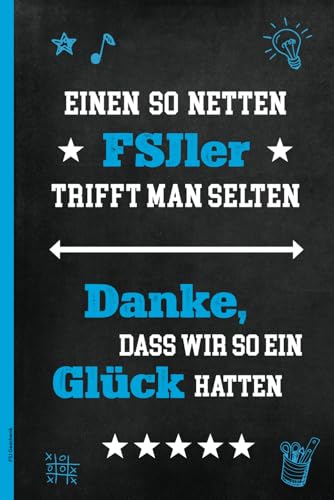 FSJ Geschenk: A5 Notizbuch liniert ein Danke für FSJler im Freiwilligen Sozialen Jahr kleines Dankeschön für FSJ Männer in Freiwilligenarbeit schönes Buch für Notizen im Sozialdienst und BFD