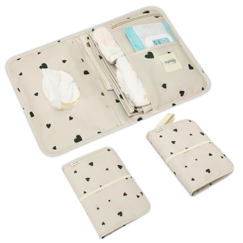 MYLIBOO ® Baby Windeltasche mit Wickelunterlage für Unterwegs, Wickeltasche Organizer,Baby Must Have, Praktisch, Stilvoll, Abwaschbar, Wasserabweisend, Hygienisch, für unterwegs (Beige)