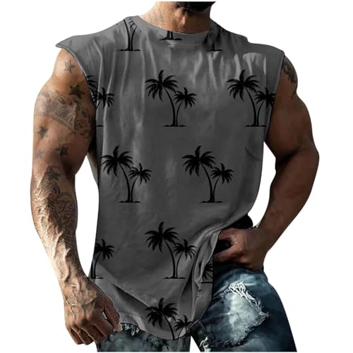 Herren Tank Top, Shirt Herren Mit Druck, Sleeveless Muskelshirt Unterhemd FüR Training Gym Fitness & Bodybuilding Leicht Rundhals Funktionsshirt Locker Freizeit Tops