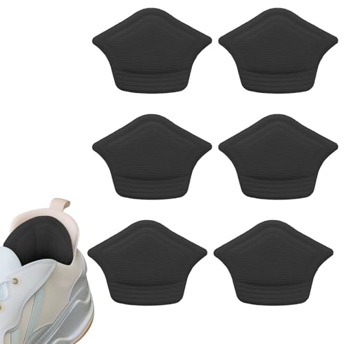 Fersenpolster für zu Große Schuhe, Fersenpolster mit Einlagen aus Schwamm, Shoe Patch Schuh Fersen Reparatur Set (3 Paare - Schwarz)