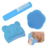 Baby Haarbürste 3 Stück Babybürste Haarbürste Baby Milchschorf Kamm Baby Bürste baby Ideal für Kinderbadezimmer Hilft Bei Der Sanften Massage Der Kopfhaut von Neugeborenen und Kleinkindern Blau