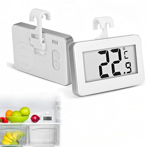 Jinpojun 2 Stück Kühlschrankthermometer, Mini Digital Thermometer für Gefrierfach Mit Gut Lesbarem LCD-Anzeige Lesen Perfekt für kühlschrank, Lnnen, Außen, Restaurants, Bars, Cafés(4.3 * 6.8CM)
