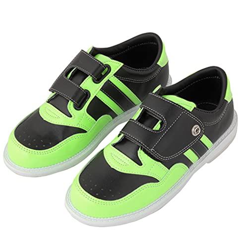 PENXZT Bowlingschuhe Leichte, Atmungsaktive Bowlingschuhe Für Herren Und Damen Mit Magic-Sticker-Verschluss Verschleißfeste Dämpfung,Grün,43 EU