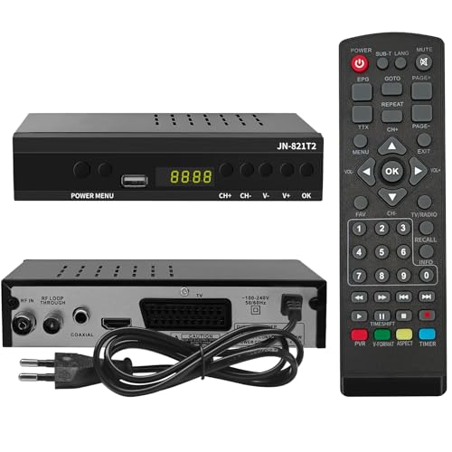 WEDETIAN HD DVB-T2 Digital Receiver 2024 mit USB Mediaplayer, H.265 HEVC FTA Full HD PVR, USB, HDMI, SCART, digitaler terrestrischer TV-Tuner, Full HD 1080p High Definition Digital Receiver