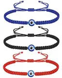 Zeayebsr 3 Stück Böser Blick Schnur Armbänder handgefertigt schwarze Schnur Böser Blick Armband Schutz Armbänder Glücksbringer Freundschaftsarmbändern,evil eye,evil eye bracelet,türkisches auge