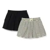 Amazon Essentials Mädchen Skort mit aufgesetzter Tasche, 2er-Pack, Bretonstreifen/Schwarz, 8 Jahre