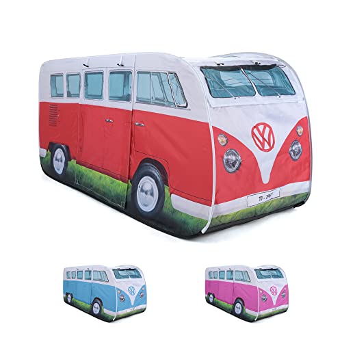 Board Masters - Volkswagen Kinder-Pop-Up-Spiel-Zelt im T1 Bulli Bus Design 165 cm (Bus Front/Rot)