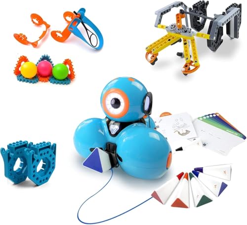 Wonder Workshop Dash Robot Wonder Pack – Coding Robot Educational Bundle for Kids 6+ – Free STEM Apps with Instructional Videos - Launcher toy, Sketch Kit drawing, Gripper Building