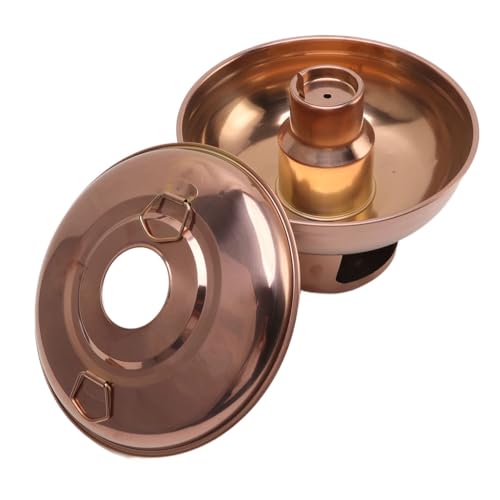XHTLLO Holzkohle Hotpot, 410 Edelstahl, Leicht, Heizt Sich Schnell Auf, Hotpot Topf, Praktischer Runder Fondue Topf mit Griffen, für Küche, Picknick