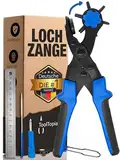 Lochzange für Leder [KOMPLETTSET], Locheisen | Lochstanzer als Leder Werkzeug, Lochzange Papier, Gürtel Locher, oder Lochstanze für Stoff, Biothane, Kunstleder etc. Hole Puncher mit Komforthebel