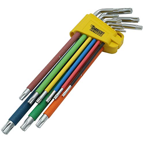 9-teiliger SabreCut SCTX009S Soft Grip Extra langer Torx-Schlüsselsatz mit Farbcodierung â€“ GröÃŸen T10â€“T50