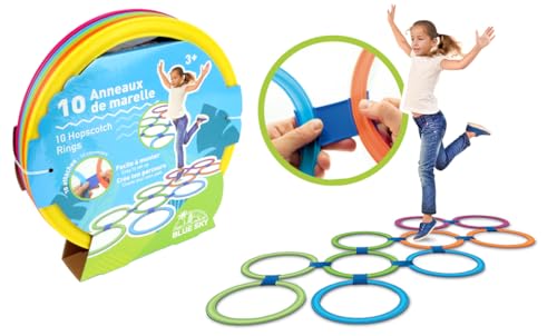 BLUE SKY Marelle-Ringe 042776 – Mehrfarbig – Erholungsspiel – Kunststoff – 27 cm x 27 cm Kinder – Outdoor-Spiel – Sprünge – ab 3 Jahren