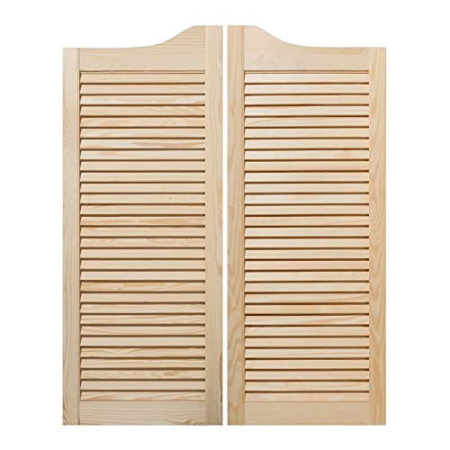ben+camilla.com Schwingtüren-Paar (2 Stk. Links+Rechts) | 100 x 80 cm Natur | Hochwertige Massivholz Pendeltüren mit Lamellen | Kiefernholz unbehandelt
