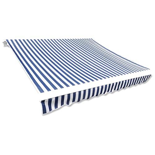 Markisenstoff, wasserdicht, reißfest, 350 x 250 cm, Blau und Weiß, ideales Zubehör für den Außenbereich, langlebige und stilvolle Sonnenschutzlösung