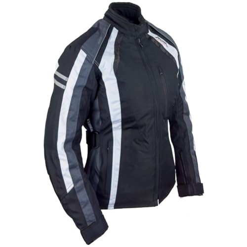 Roleff Racewear Damen Motorradjacke Venedig RO 980, Schwarz/Weiß/Grau, Größe L