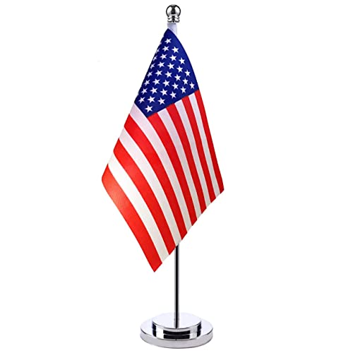 Amerika Flaggen USA Flag Amerikanische Schreibtischflagge UNITED STATES OF AMERICA 21 x 14 cm Stahlmast und Sockel für Das Managementbüro Startseite Büro