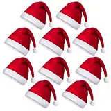 10 PCS Weihnachtsmützen Nikolausmütze Erwachsene: Weihnachtsmann Mütze Weihnachtsmütze Familie Rote Santa Mütze Perfekt für Weihnachtsmann kostüm Weihnachtsfeier Familienweihnachtliches Abendessen