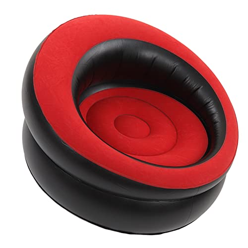 Aufblasbarer Sofa-Stuhl, Beflocktes Luftsofa, Aufblasbare Sofas, Aufblasbarer Lounge-Sessel für Wohnzimmer, Schlafzimmer, Lesezimmer, Büro, Balkon, Camping, Reisen (Rot)