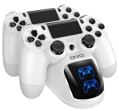 OIVO PS4 Controller Ladestation, Playstation 4 Controller Ladestation mit 1,8 Stunden Ladechip, PS4 Charger Dock Staion, Controller Ladestation für Sony Playstation 4/PS4/Pro/PS4 Slim Controller Weiß