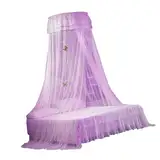 BRRNOO Baldachin für Kinderbett, Rosa Bett Banach mit Baldachin für Krippendach (PURPLE)