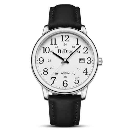 HANPOSH Uhren Herren Herren Uhr Analog Quarz Uhren für Männer Wasserdicht Armbanduhren Mode Business Uhr mit Datum Leder Band
