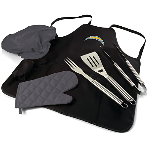 PICNIC TIME Unisex-Erwachsene NFL Grillschürze Tote Pro Grill Set, Tragetasche, Schwarz mit grauen Akzenten, Einheitsgröße