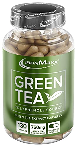 IronMaxx Green Tea - 130 Kapseln | Grüntee-Extrakt mit 339mg Epigallocatechin-3-Gallat und 180mg Koffein pro Tagesdosis | Unterstützend in Diatphäsen