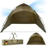 Q-Tac Ruck Zuck Bivvy Angelzelt vorn geöffnet [DAS ORIGINAL] Karpfenzelt mit herausnehmbarer Bodenplane, Angel Zelt ohne Boden, RuckZuck Anglerzelt, Angelzelt 2 Mann