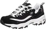 Skechers Damen D'lites Biggest Fan Sneaker, Black Trubuck White Mesh Silver Trim, 37.5 EU