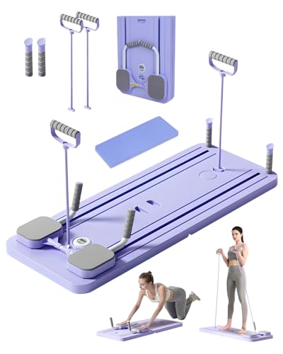 Pilates-Reformer-Set, 5-in-1 Pilates-Reformer mit LED-Zähler, Multifunktionaler Ganzkörper-Trainer Automatischer Rückprall, Faltbares Pilates-Brett für Kernkraft und Bauchmuskeltraining